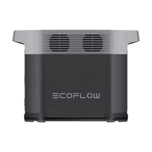 Vue latérale batterie nomade EcoFlow Delta 2 montrant les poignées de transport robustes pour l'événementiel.