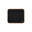 Tapis de souris noir rectangulaire avec bordure en bois.
